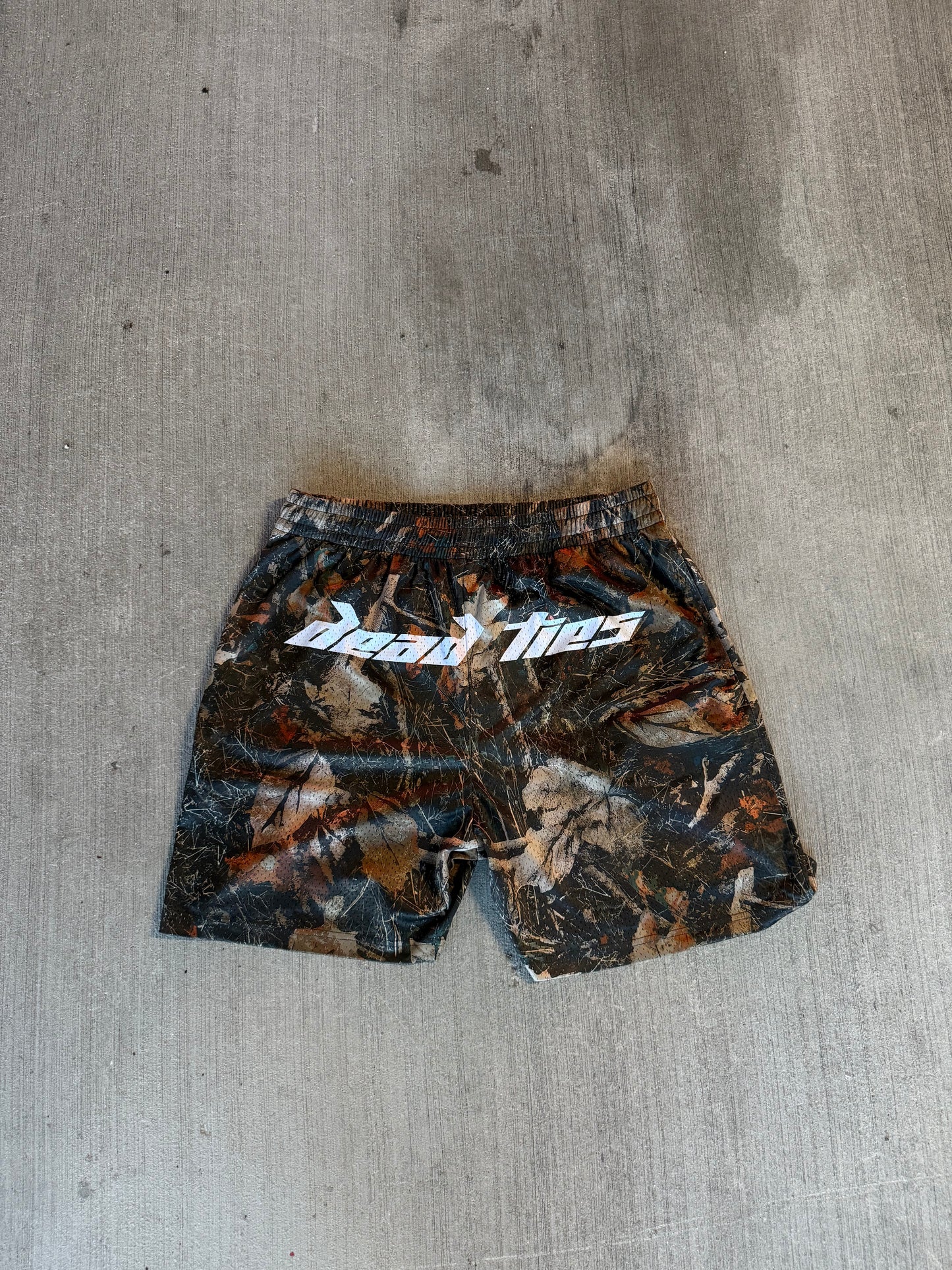 "Dead Ties” Camo Mesh Shorts